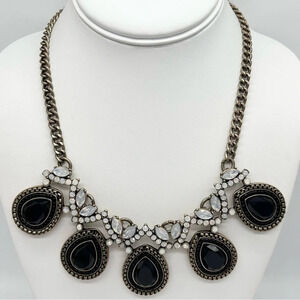 J. Crew Black and Opalescent Jeweled Necklace